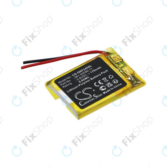 Battery for Garmin Forerunner 245, Forerunner 245 Music, 170mAh, Li-Pol, 3.8V, 361-00086-11, HQ