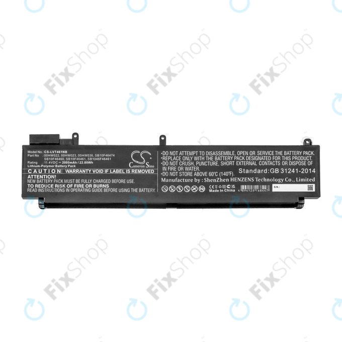 Battery for Lenovo ThinkPad T460s, T470s, 2000mAh, Li-Pol, 11.4V, 00HW022, HQ