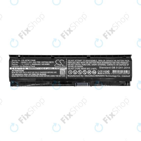Battery for HP 17, Omen 17, Pavilion 17, 4400mAh, Li-Ion, 11.1V, 849571-221, HQ