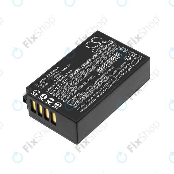 Battery for Nikon Coolpix A, 850mAh, Li-Ion, 7.4V, EN-EL20, HQ