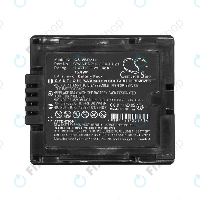 Battery for Panasonic NV, PV, VDR, Hitachi DZ, 2160mAh, Li-Ion, 7.4V, BZ-BP14S, HQ