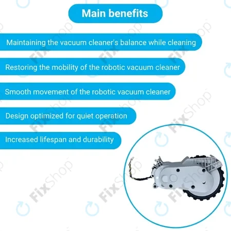 Xiaomi Mijia E10, E12, Mi Robot Vacuum Mop 2 Lite, 2 Pro - Wheel with Motor (Left) (White)