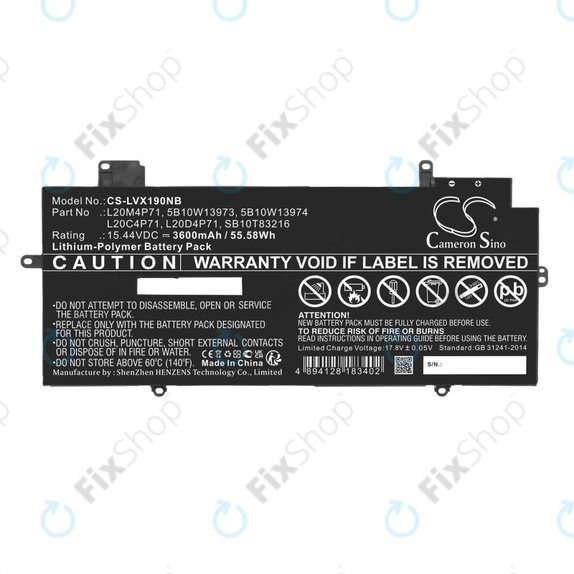 Battery for Lenovo Thinkpad X1 Carbon G9, G10, X1 Yoga Gen 6, 7, 3600mAh, Li-Pol, 15.44V, 5B10W13973, HQ