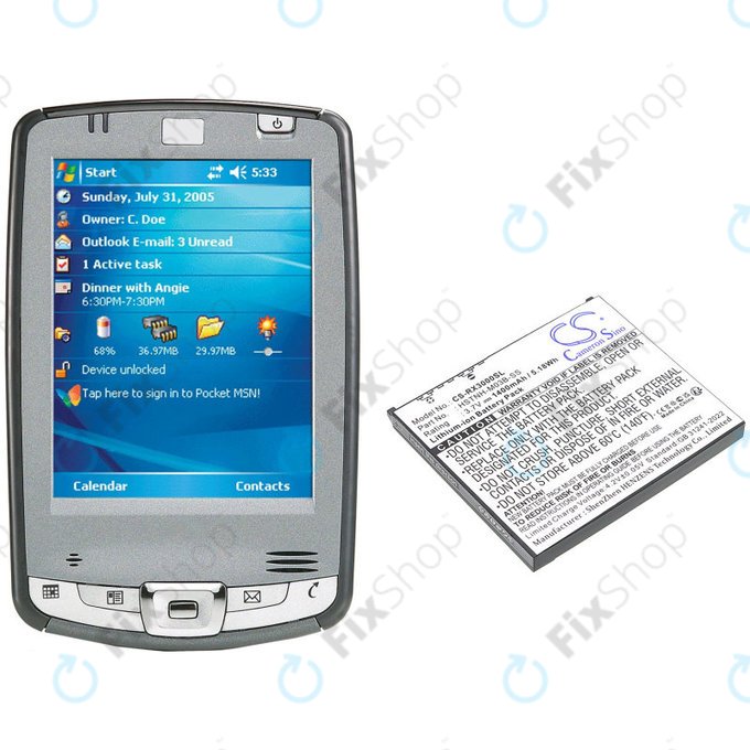 Battery for HP Compaq iPAQ rx3000, rx3115, rx3700, hx2110, hx2790, 1400mAh, Li-Ion, 3.7V, HSTNH-M03B-SS, HQ