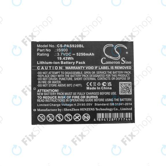 Battery for Pax A920, A920c, 5250mAh, Li-Ion, 3.7V, IS900, HQ