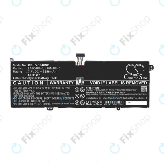 Battery for Lenovo Yoga C940, 7650mAh, Li-Pol, 7.7V, L18C4PH0, HQ