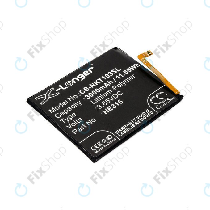 Battery for Nokia 6, 3000mAh, Li-Pol, 3.85 V, HE316, HQ