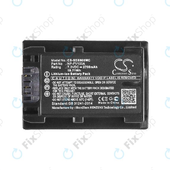 Battery for Sony FDR-AX, HDR-CX, HDR-CX HDR-PJ, NEX-VG30, 2700mAh, Li-Ion, 7.3V, NP-FV100A, HQ