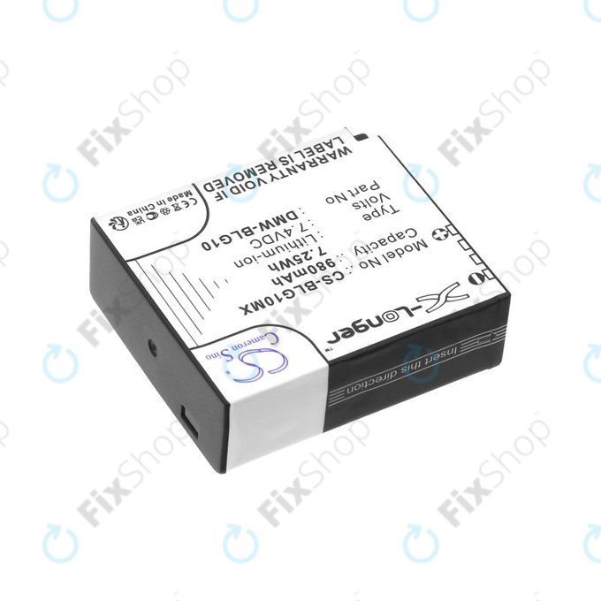 Battery for Leica D-Lux Type 109, Panasonic Lumix DMC-GF3, GX7, LX100, 980mAh, Li-Ion, 7.4V, DMW-BLG10, HQ