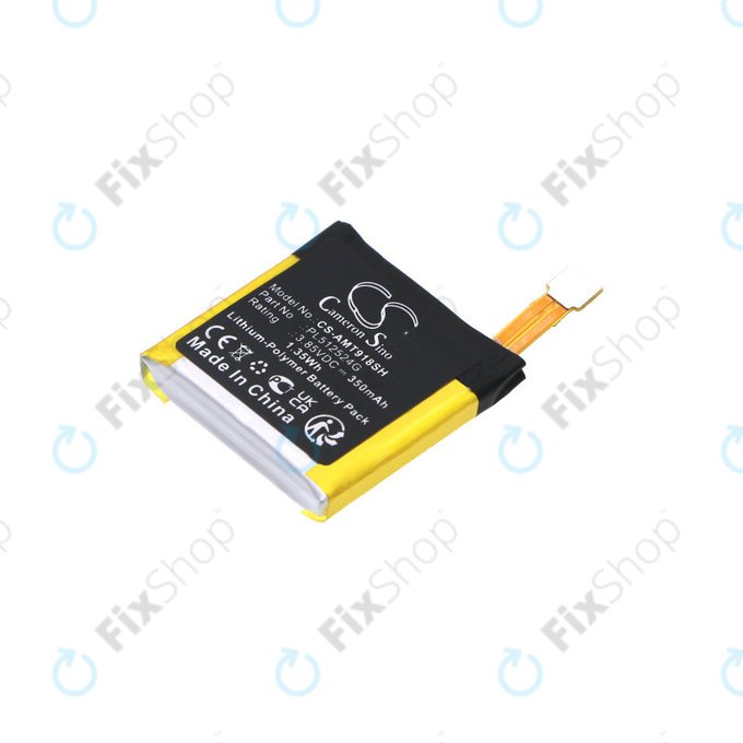 Battery for Amazfit A1801, A1808, A1918, T-Rex Verge Lite, 350mAh, Li-Pol, 3.85V, PL512524G, HQ