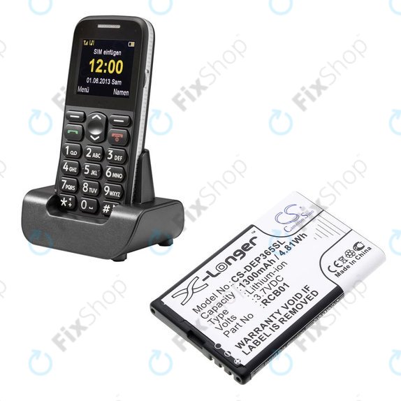 Battery for Doro Primo 365, 1300mAh, Li-Ion, 3.7V, RCB01, HQ