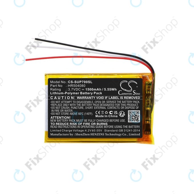 Battery for Navitel Ms700, Serioux Upq700, 1500mAh, Li-Pol, 3.7V, HR504080, HQ