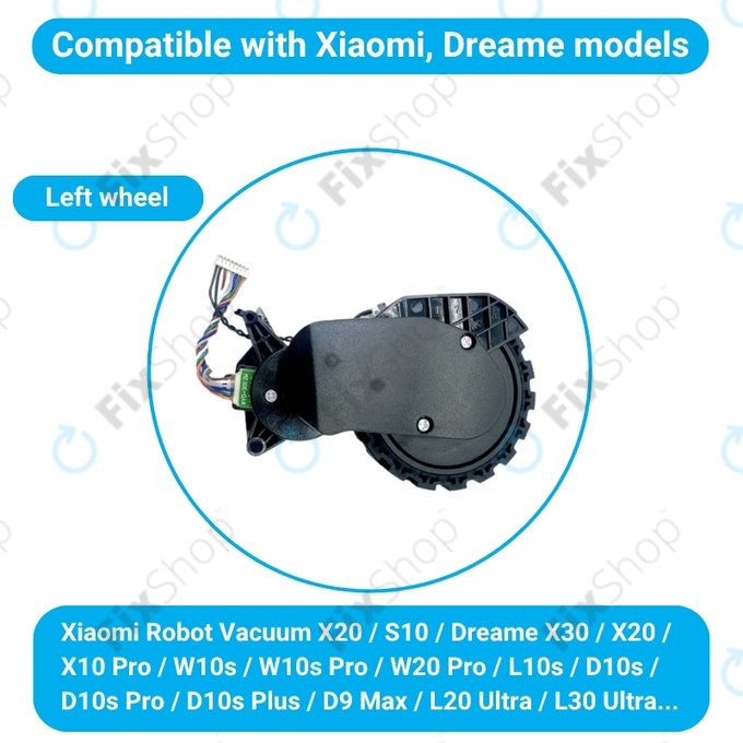 Xiaomi Robot Vacuum X20, S10, Dreame X30, X20, X10 Pro - Wheel with Motor (Left) (Black)