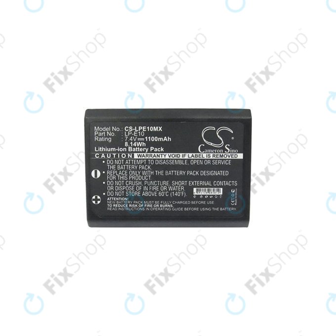 Canon EOS 1100D, 1200D, Kiss X50, Rebel T3, T5 - Battery LP-E10 Li-Ion 1100mAh HQ