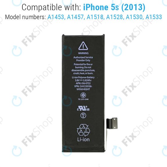 Battery for iPhone 5S, 1560mAh
