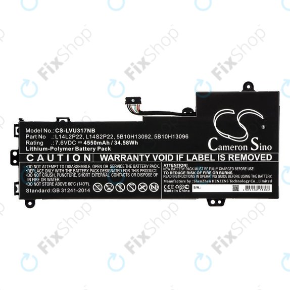 Battery for Lenovo E31-80, Ideapad 510s-13, 4550mAh, Li-Pol, 7.6V, 5B10H13092, HQ