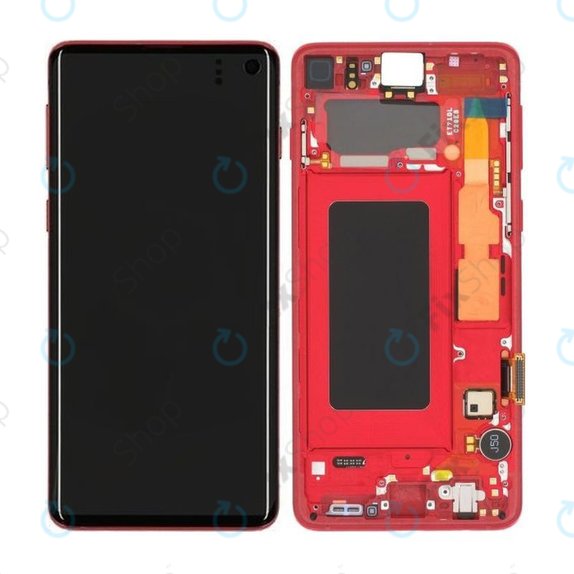 Samsung Galaxy S10 G973F - LCD Display + Touch Screen + Frame (Red) - GH82-18850H Genuine Service Pack