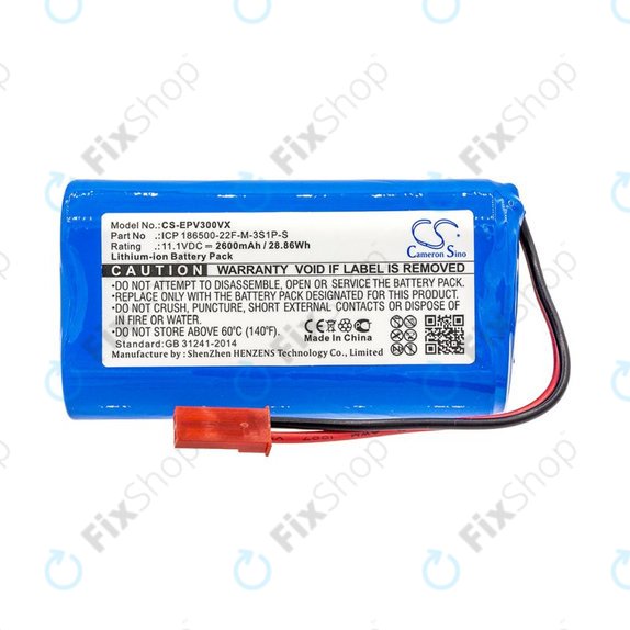 Battery for Electropan ilife V5, V5s, 2600mAh, Li-Ion, 11.1V, ICP 186500-22F-M-3S1P-S, HQ