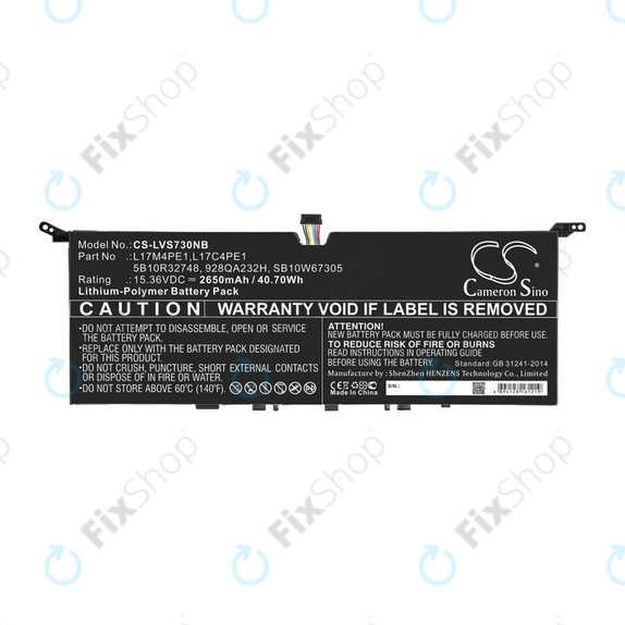 Battery for Lenovo IdeaPad 730-13, 2650mAh, Li-Pol, 15.36V, 5B10R32748, HQ