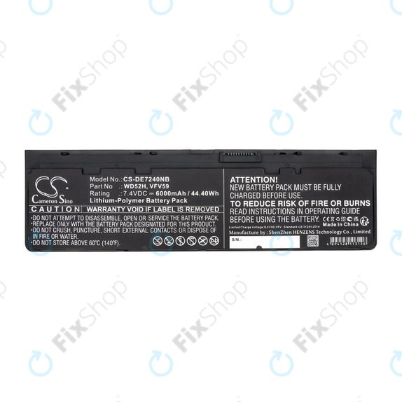 Battery for Dell Latitude E7240, 7250, 12, 6000mAh, Li-Pol, 7.4V, VFV59, HQ