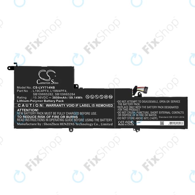Battery for Lenovo Yoga Slim 7, 14s, 3850mAh, Li-Pol, 15.36V, L19C4PF4, HQ