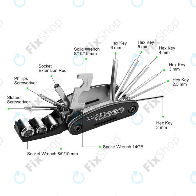 Multifunctional Toolkit for Scooters & Bikes 16in1