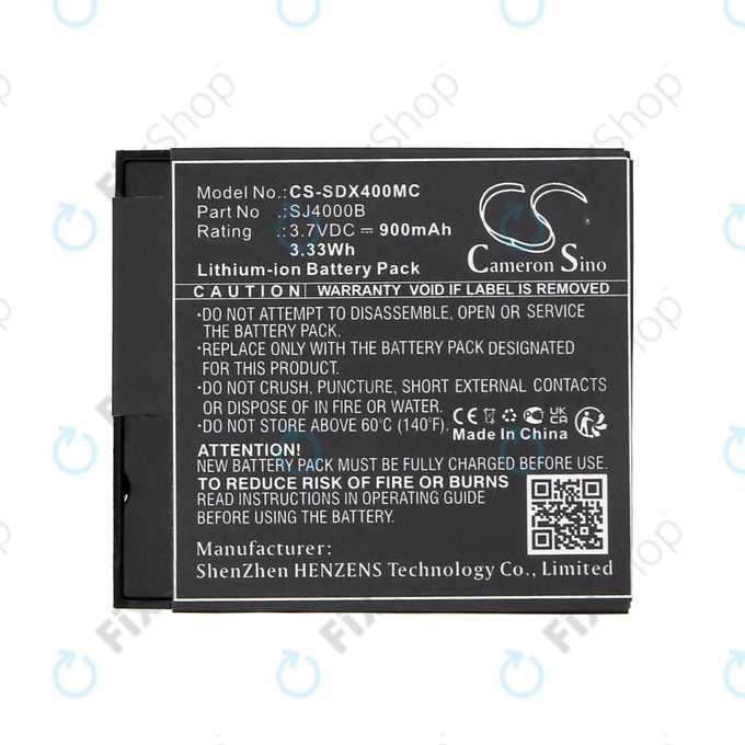 Battery for SJCAM SJ4000, SJ5000, 900mAh, Li-Ion, 3.7V, SJ4000B, HQ
