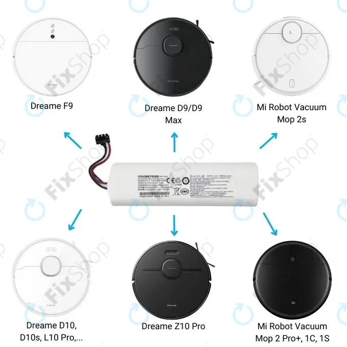 Xiaomi Dreame L10 Pro, L10 Pro Plus, D9, D9 Max, D10, D10s, Z10 Pro, F9, Mi Robot Vacuum Mop (Mijia 1C), 1S, 2 Pro+ (Mijia 1T), 2S - Battery P2008-4S2P-MMBK, P1904-4S2P-MM Li-Ion 5200mAh