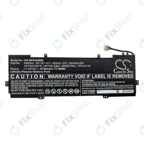 Battery for HP Spectre X360 15, 6750mAh, Li-Pol, 11.55V, KB06XL, HQ