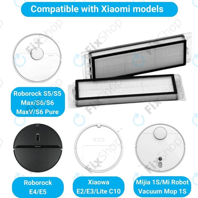 Xiaomi Roborock S5, S5 Max, S6, S6 MaxV, S6 Pure, E4, E5, Mijia 1S, Mi Robot Vacuum Mop 1S, Xiaowa E2, E3, Lite C10 - HEPA filter (2pcs)