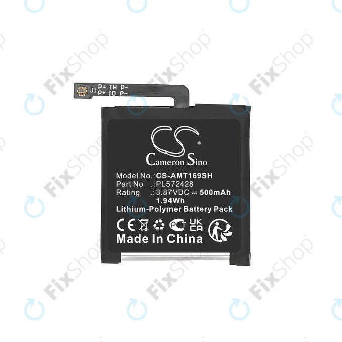 Battery for Amazfit T-Rex 2, A2169, A2170, 500mAh, Li-Pol, 3.87V, PL572428, HQ
