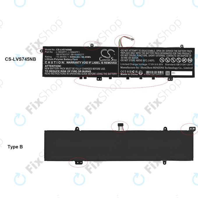 Battery for Lenovo Yoga, 4300mAh, Li-Pol, 15.36V, L18D4PF1, HQ
