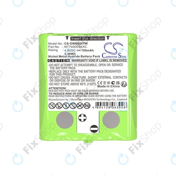 Battery for Detewe Outdoor Pmr a Simvalley, 700mAh, Ni-MH, 4.8V, MT700D03XXC, HQ