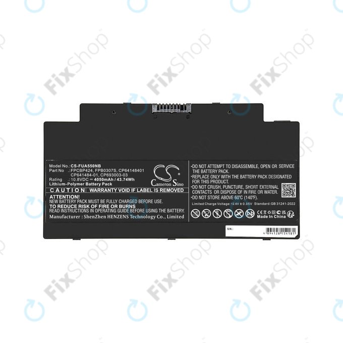 Battery for Fujitsu Lifebook AH77, A556, A3510, U536, 4050mAh, Li-Pol, 10.8V, CP641484-01, HQ