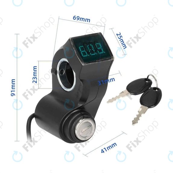 Kugoo Kirin M4, M4 Pro, Speedual, Zero 8X, 10X, MiniWalker, T10-DDM - Ignition Switch with Voltmeter