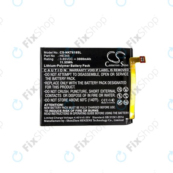 Battery for Nokia 6.1, 3000mAh, Li-Pol, 3.85 V, HE345, HQ