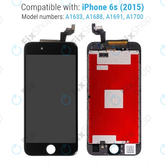 Display for iPhone 6S, Black, Touch Screen with Frame
