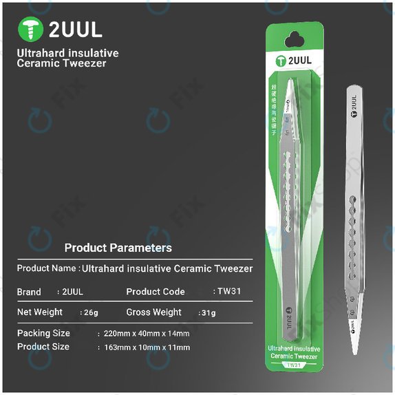 Precision Tweezer, Ceramic Insulated, 2UUL TW31