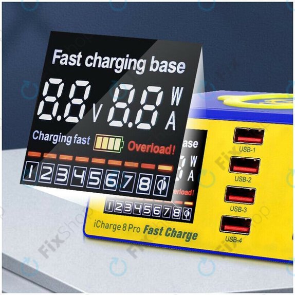 Mechanic iCharge 8 Pro - USB Charging Station with USB-C, USB 3.0 & Wireless Charger