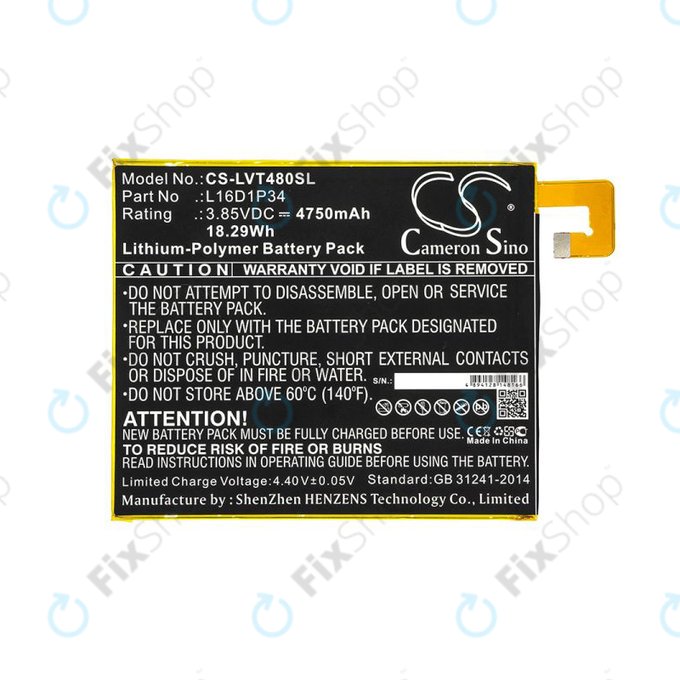 Battery for Lenovo Tab4 8, 4750mAh, Li-Pol, 3.85V, L16D1P34, HQ