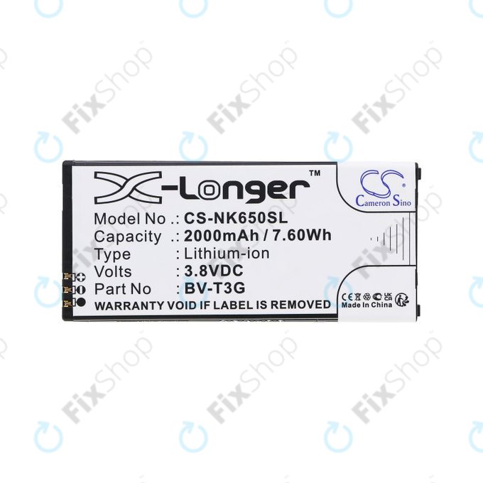 Battery for Nokia Lumia 650, 2000mAh, Li-Ion, 3.8V, BV-T3G, HQ