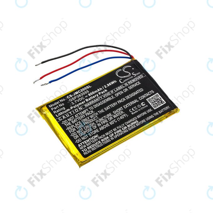 Battery for JBL Clip 2, 800mAh, Li-Pol, 3.7V, GSP383555, HQ