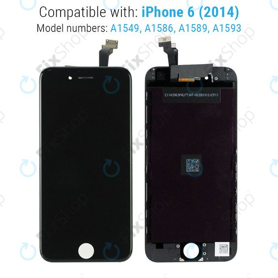 Display for iPhone 6, Black, Touch Screen with Frame