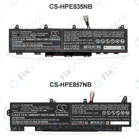 Battery for HP ZBook Firefly 15 G7, G8, EliteBook 855 G7, G8, 850 G7, G8, 4600mAh, Li-Pol, 11.55V, CC03053XL, HQ