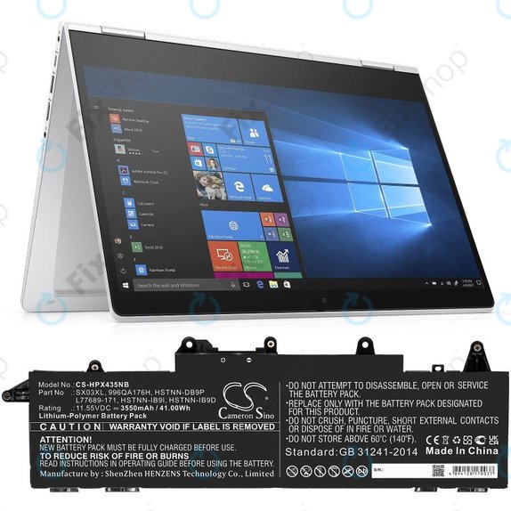 Battery for HP ProBook x360 435 G7, 3550mAh, Li-Pol, 11.55V, SX03XL, HQ