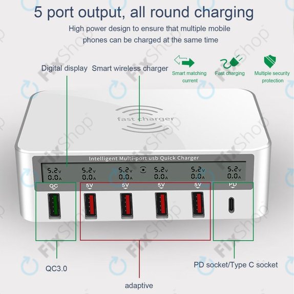 WLX-818F USB Service Charging Station with USB 3.0 and USB-C