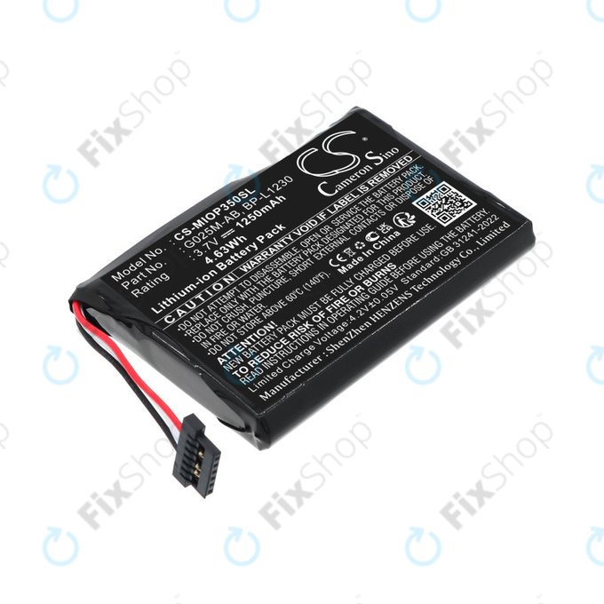 Battery for Mitac Mio P350, P550, 1250mAh, Li-Ion, 3.7V, BL-LP1230, HQ