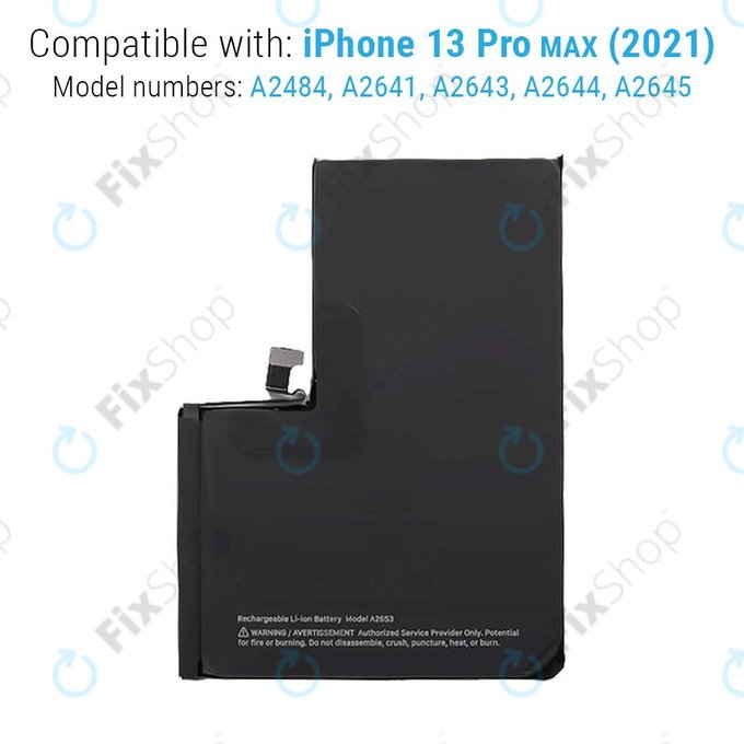 Battery for iPhone 13 Pro Max, 4352mAh, A2653, Service Pack