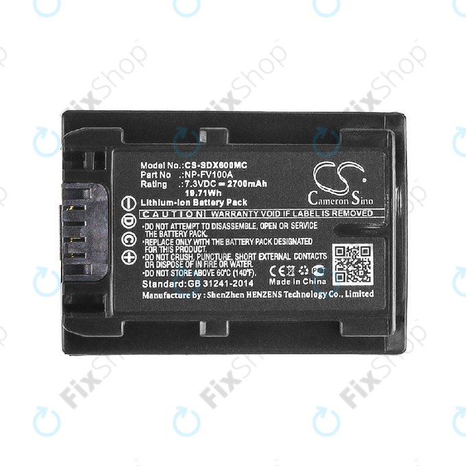 Battery for Sony FDR-AX, HDR-CX, HDR-CX HDR-PJ, NEX-VG30, 2700mAh, Li-Ion, 7.3V, NP-FV100A, HQ