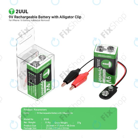 Alligator Clip, Electro-Release 9V, 2UUL BT04